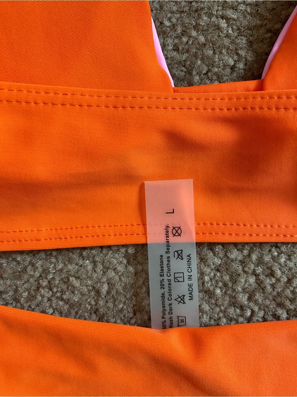 SHEIN Orange & Pink Colorblock Strappy Bikini Set